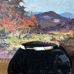 LAUREN G ADAMS stackable bangle bracelet black tan and cream